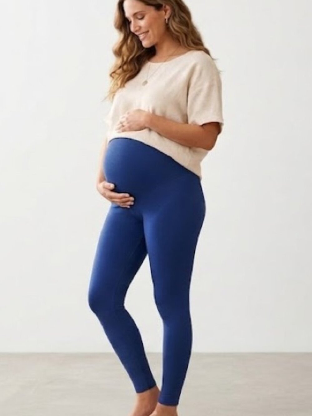 Isabel Maternity Active Leggings Size XXL Blue Over Belly Pregnancy NWT